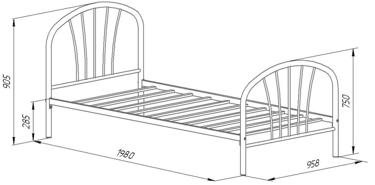 Кровать одноярусная металлическая Эвора белая