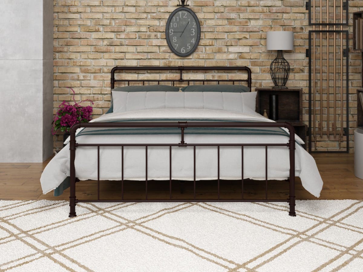 Двуспальная кровать Авила коричневая с золотом