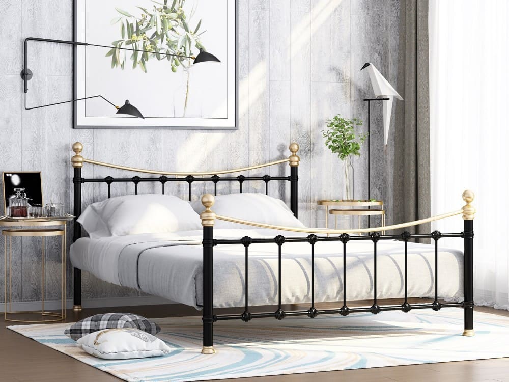 Двуспальная кровать Эльда черная с золотом